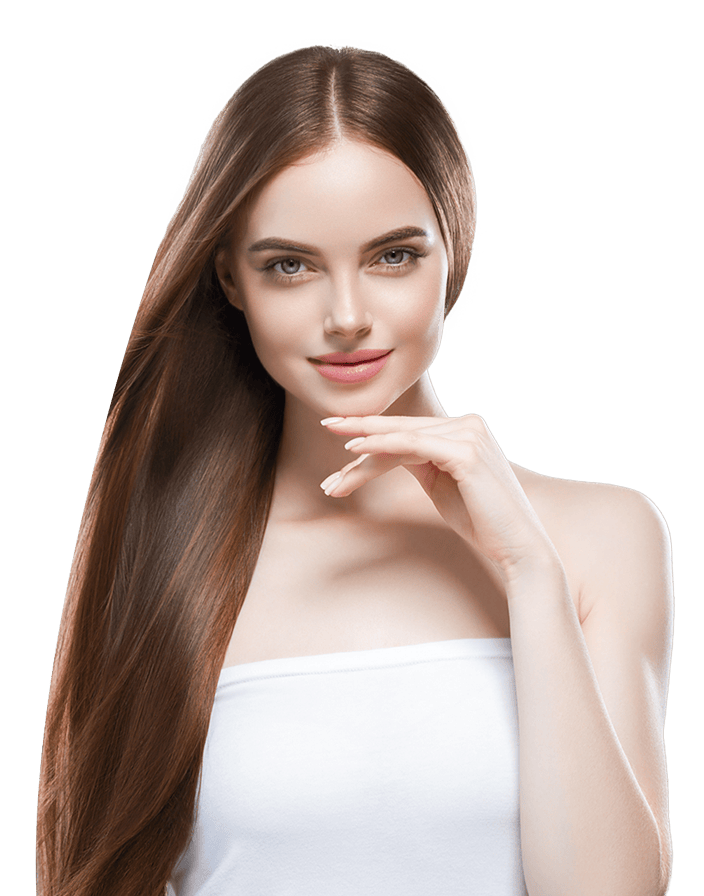 Long-haired beautiful brunette with smooth hair.